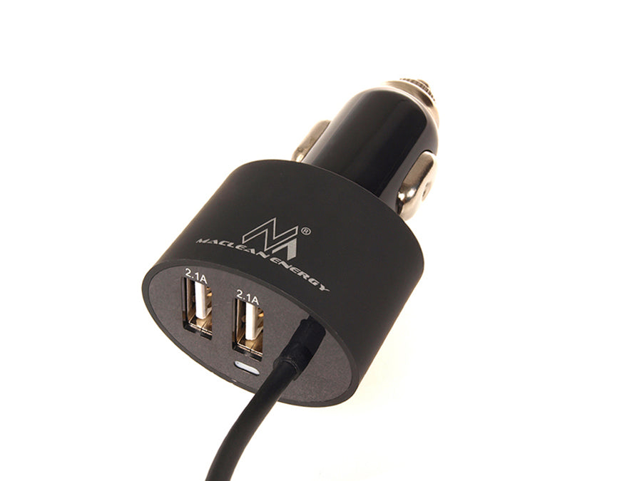 Chargeur de voiture Maclean MCE76 2xUSB 5.2A intégré 8PIN noir