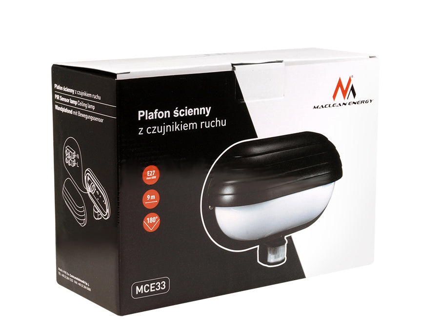 Maclean-wandlamp, met PIR-sensor, max. 60 W, 180°, MCE33B