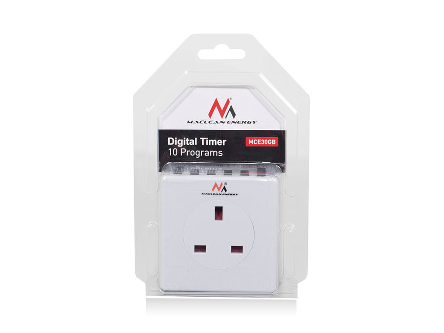 Maclean MCE30GB Programmable numérique LCD minuterie relais minuterie interrupteur prise foudre chauffage 3600 W