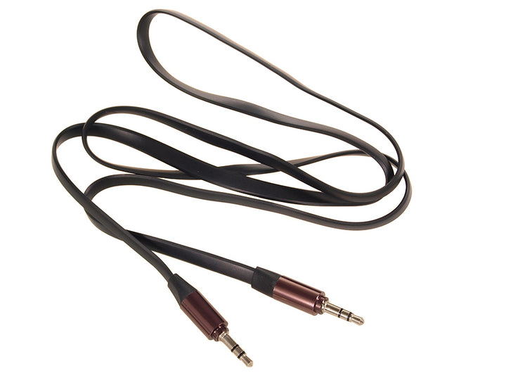 Audio Aux Kabel Jack 3.5-mm zwart 1m compatibel met alle audio-apparaten.