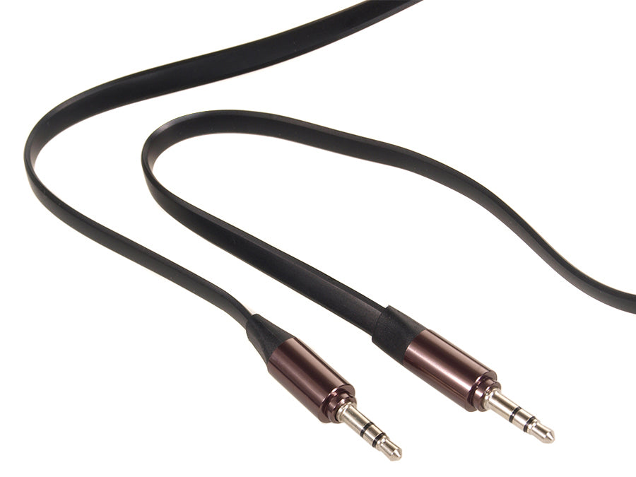 Audio Aux Kabel Jack 3.5-mm zwart 1m compatibel met alle audio-apparaten.