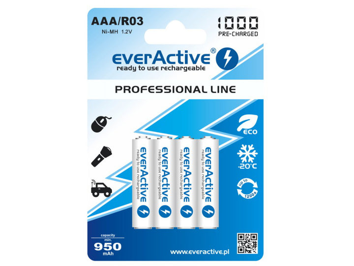 4x R03 / AAA everActive oplaadbare batterijen