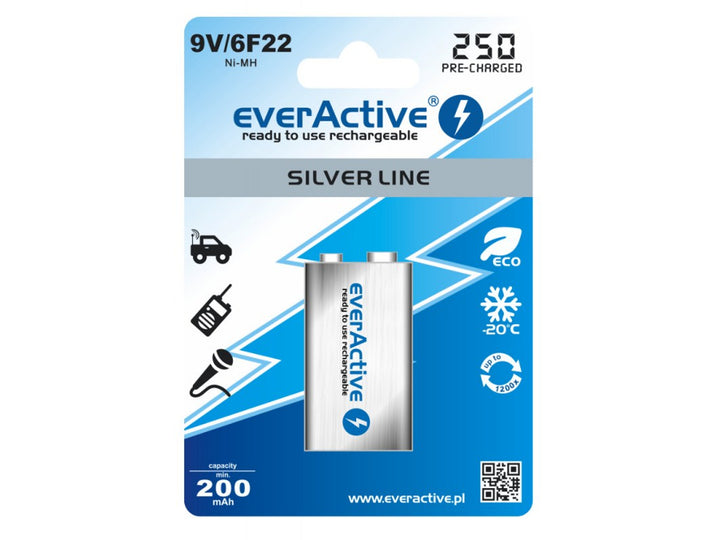 Baterij everActive Ni-MH 9V 6F22 250mAh Silver Line