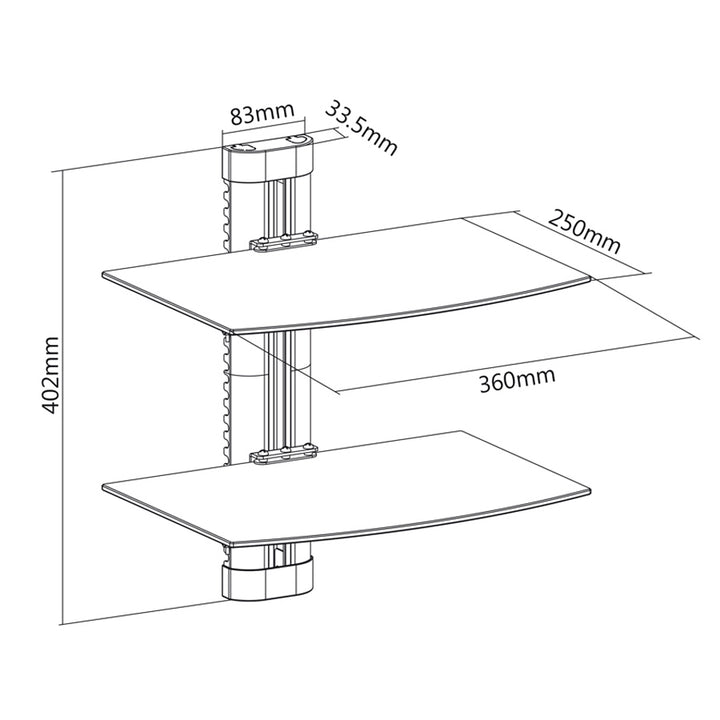 Wandbeugel met 2 planken voor DVD of Tuner MC-662 Maclean