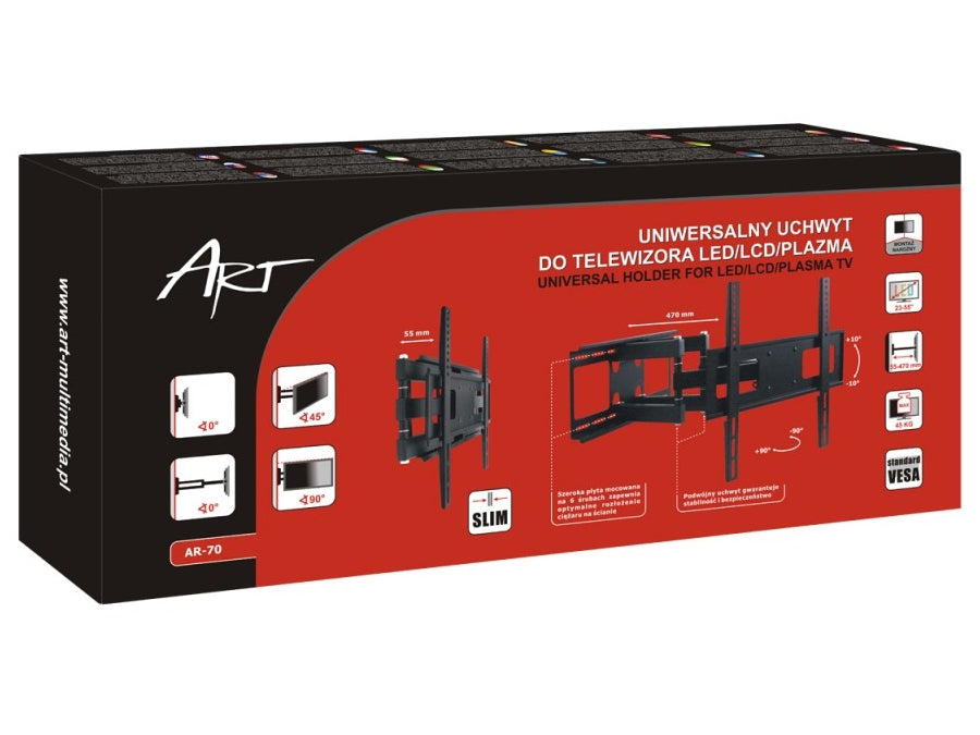 ART - TV-beugel voor TV LED / LCD / Plasma 23-55 "45kg AR-70 - Zwart