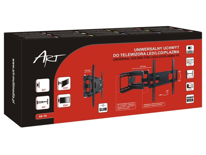 ART - TV-beugel voor TV LED / LCD / Plasma 23-55 "45kg AR-70 - Zwart