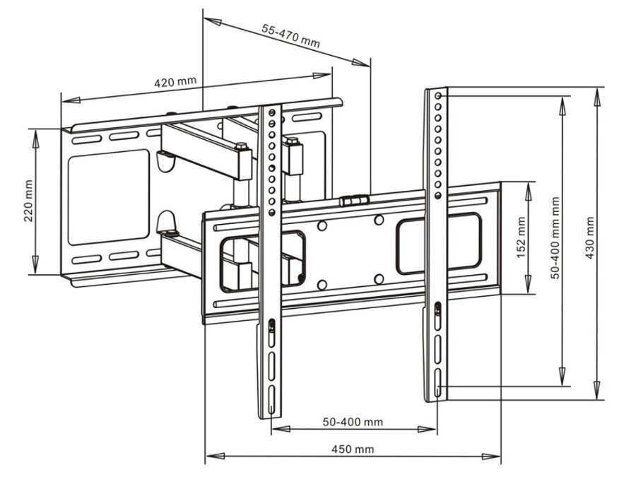 ART - TV-beugel voor TV LED / LCD / Plasma 23-55 "45kg AR-70 - Zwart