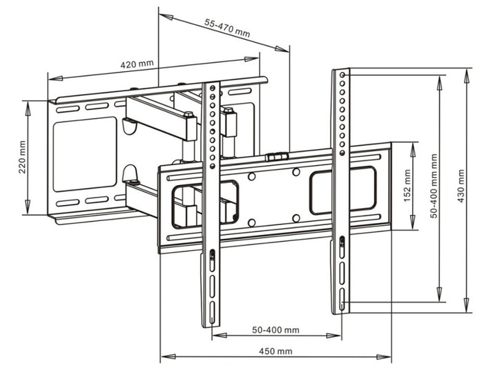 ART - TV-beugel voor TV LED / LCD / Plasma 23-55 "45kg AR-70 - Zwart
