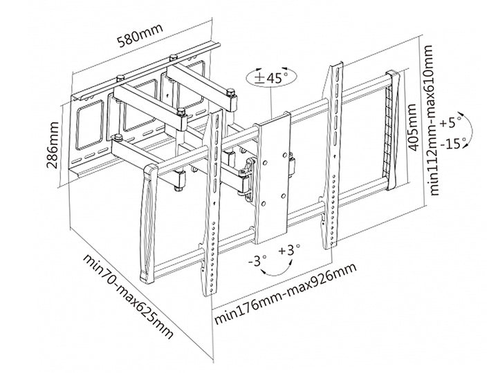 Muurbeugel LED Plasma TV 60-100" 80kg Max. VESA 800x600,600X900 Maclean MC-679