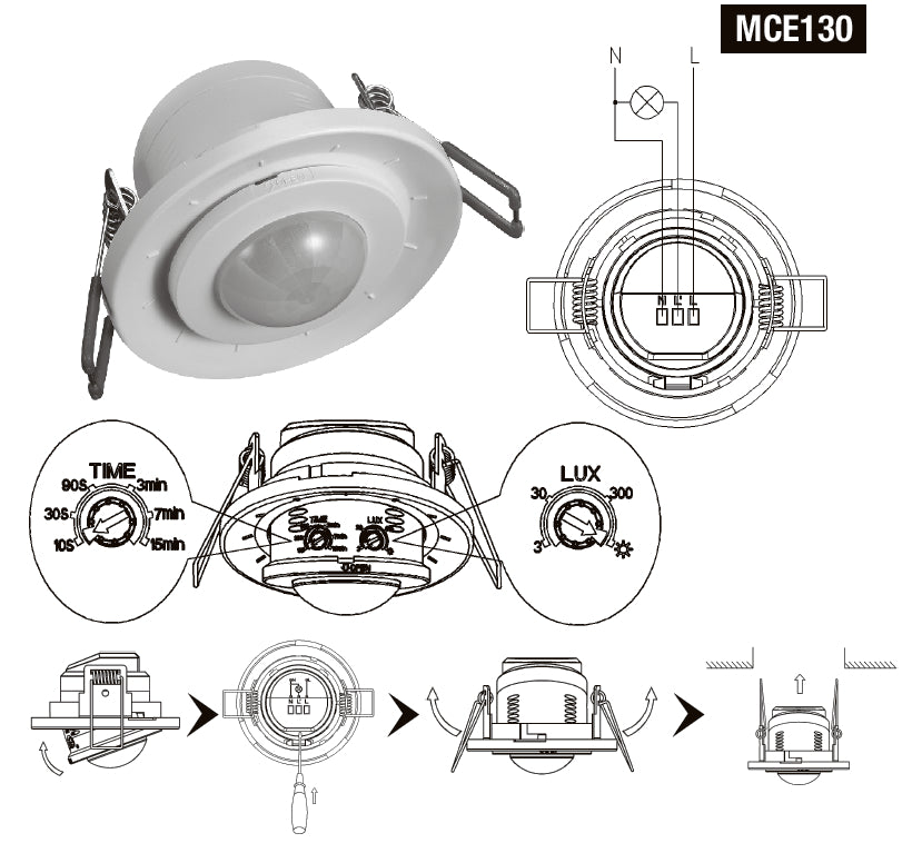 Ingebouwde PIR bewegingsdetector Maclean Energy MCE130