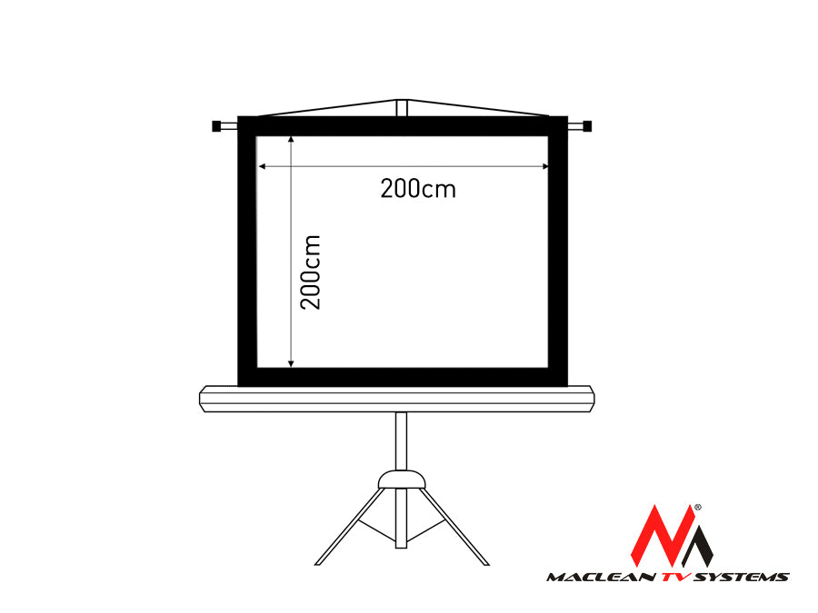 Maclean MC-680 Thuisbioscoop: Projectiescherm Universeel 200x200 112" 1:1