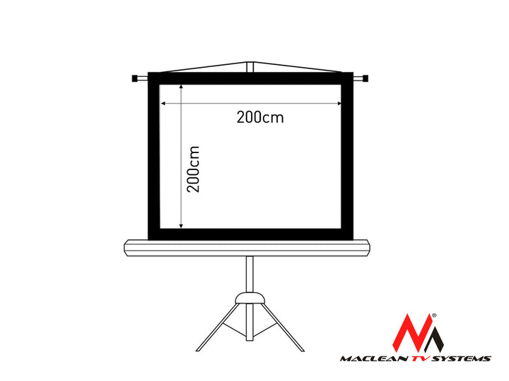 Maclean MC-680 Thuisbioscoop: Projectiescherm Universeel 200x200 112" 1:1