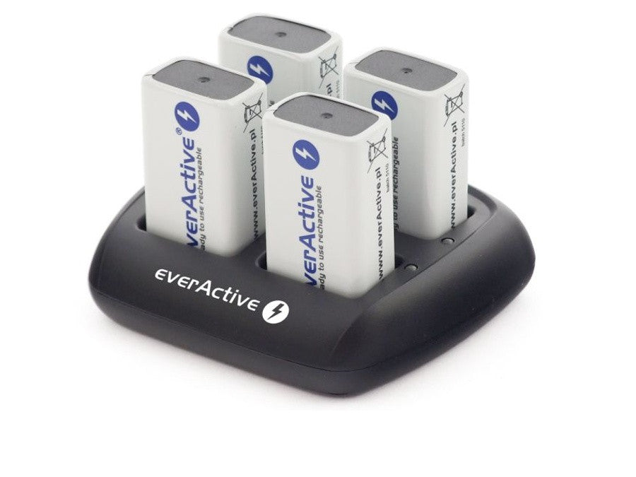 everActive NC-109 batterijlader voor 4x 9 volt 9V NiMH oplaadbare batterijen