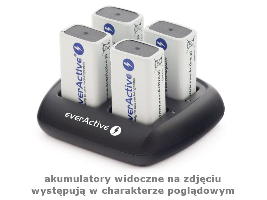 everActive NC-109 batterijlader voor 4x 9 volt 9V NiMH oplaadbare batterijen