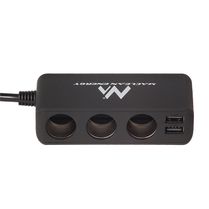 Maclean MCE117 Chargeur voiture voltmètre distributeur allume cigare prise 3 voies 4xUSB 2 x 2,4A et 2 x 1A 5V KFZ