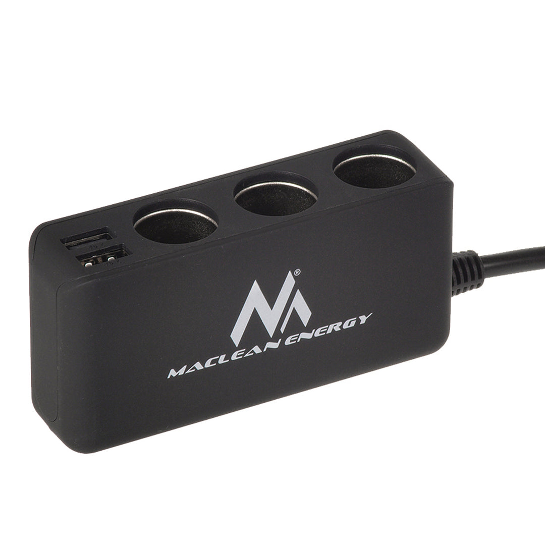 Maclean MCE117 Chargeur voiture voltmètre distributeur allume cigare prise 3 voies 4xUSB 2 x 2,4A et 2 x 1A 5V KFZ