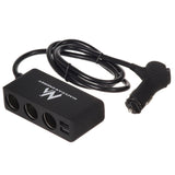 Maclean MCE117 Autolader voltmeter sigarettenaansteker verdeler 3-voudig stopcontact 4xUSB 2 x 2,4A en 2 x 1A 5V KFZ