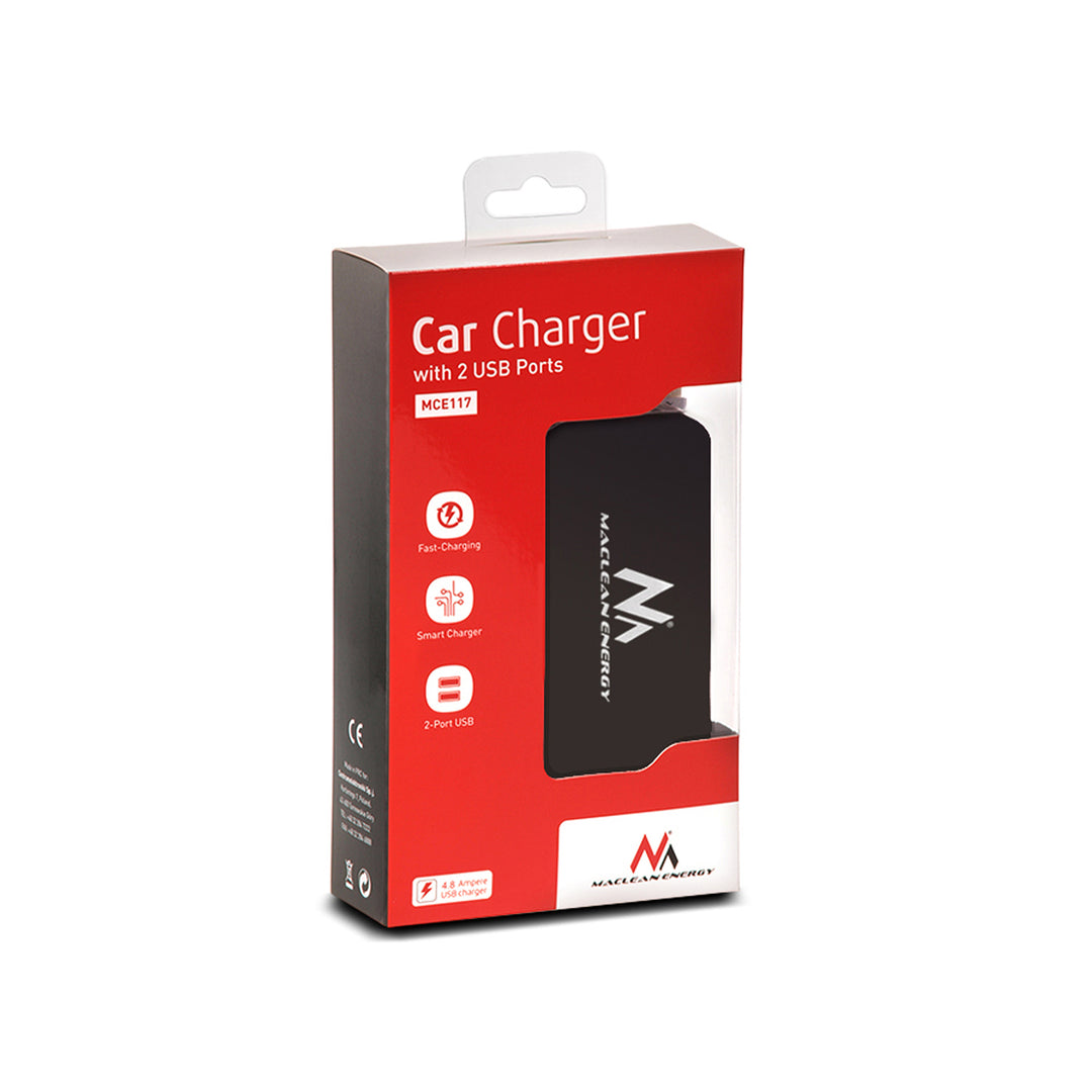 Maclean MCE117 Chargeur voiture voltmètre distributeur allume cigare prise 3 voies 4xUSB 2 x 2,4A et 2 x 1A 5V KFZ