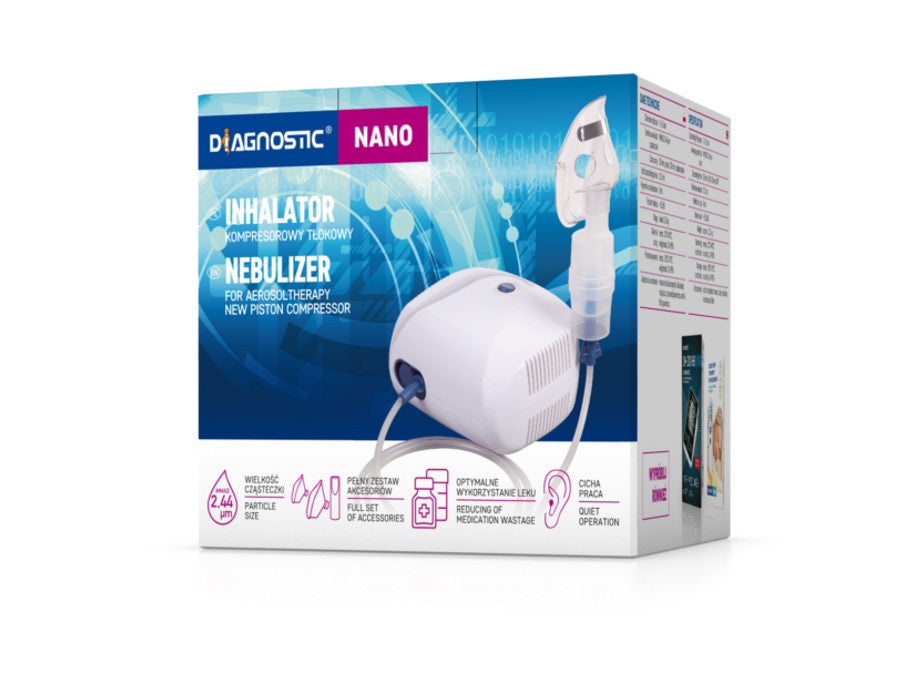 Diagnostische Nano Inhalator voor aërosoltherapie, nieuwe pistoolcompressor, deeltjesgrootte: 2,44 μm