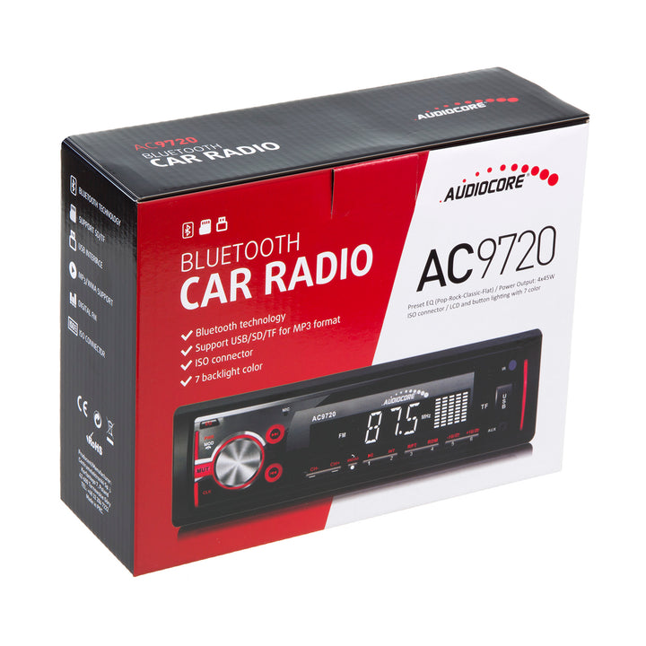 Autoradio Audiocore AC9720 B MP3/WMA/USB/RDS/SD ISO Bluetooth Multicolor, Technologie APT-X