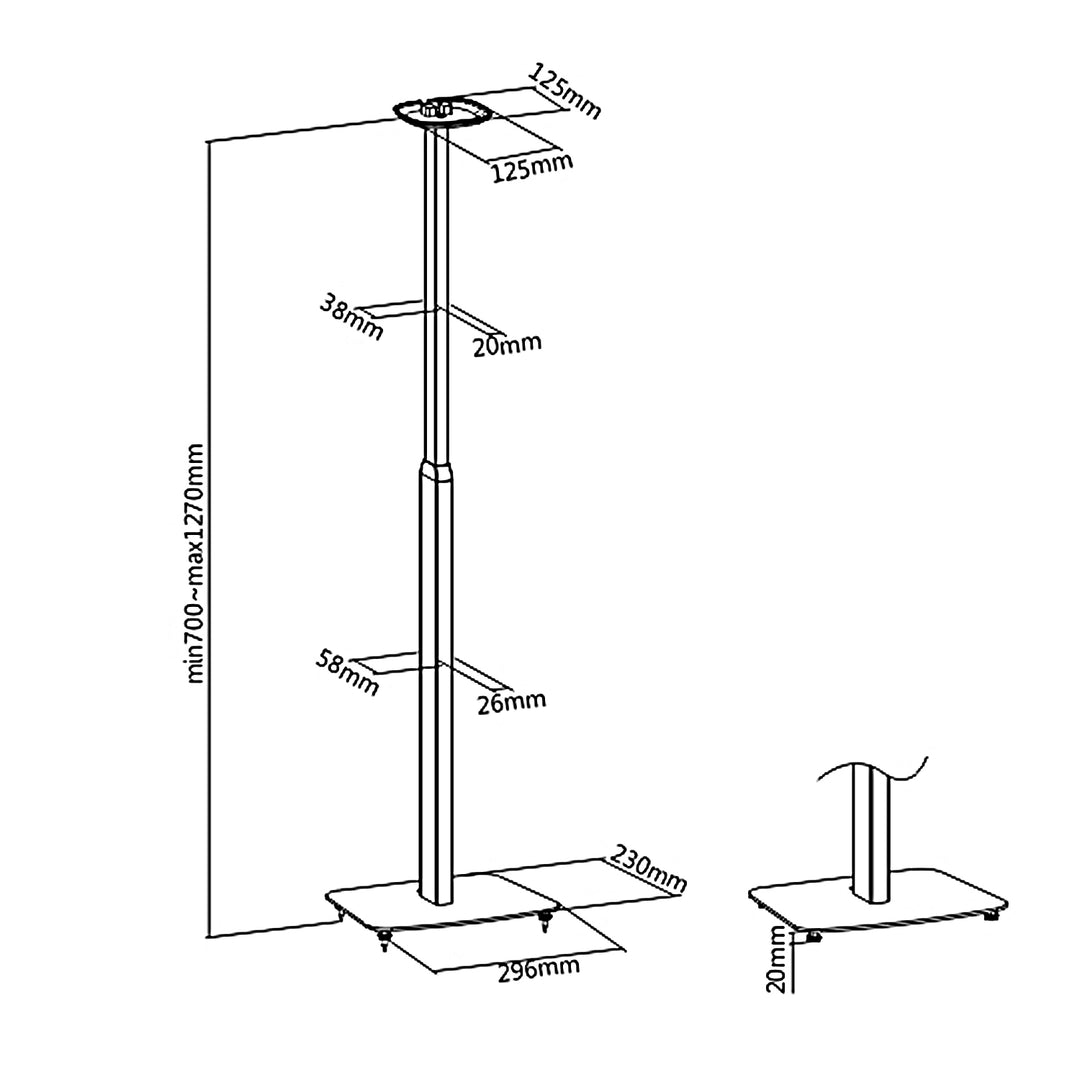 Maclean MC-896 - Support de sol pour enceintes Sonos One / One