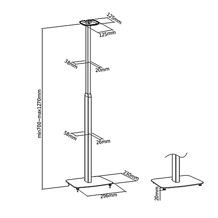 Maclean MC-896 - Vloerstandaard voor Sonos One / One-luidsprekers