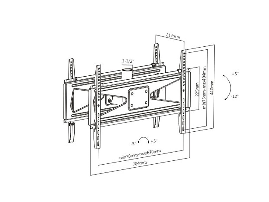 Support pour deux téléviseurs avant/arrière 23-70 "50kg universel Maclean MC-703 noir max vesa 600x400 PROFI MARKET SYSTEM