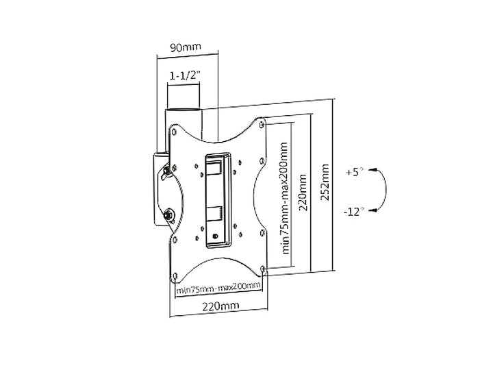 Support plafond pour TV 23'' - 42'' Maclean MC-704 50 kg Max VESA 200x200