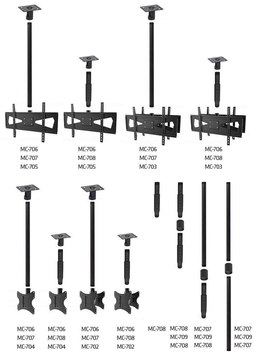 Ondersteuning voor twee televisies aan de voorkant 23 "- 42" zwart max VESA SYSTEM / "50 kg One Maclean MC-702 200x200 PROFI TRH