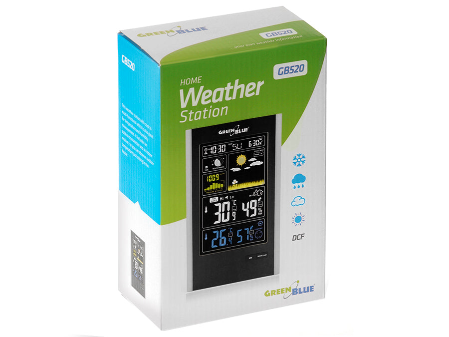 Station météo sans fil GreenBlue GB520 connexion noire pour jusqu'à 3 capteurs extérieurs