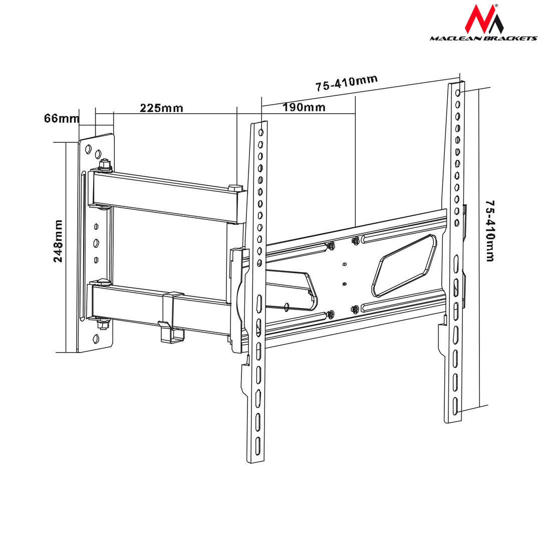 Muurbeugel voor TV 32-55''  tot 35kg ook voor curved TV MC-711 Maclean Brackets