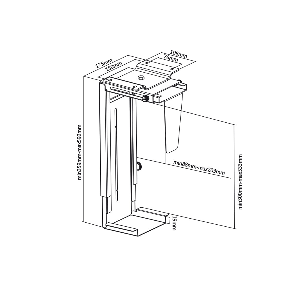 CPU/ PC houder voor bevestiging aan bureau Maclean MC-713