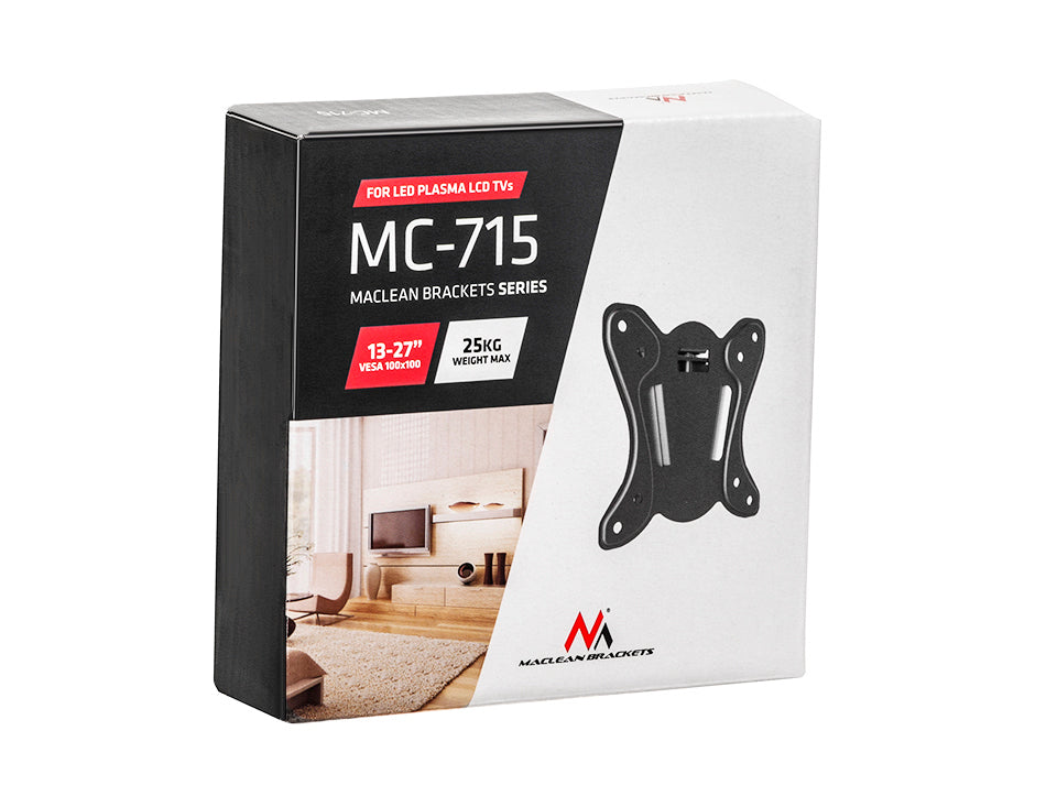 Support TV 13-27" Maclean MC-715 noir 25kg max vesa 100x100