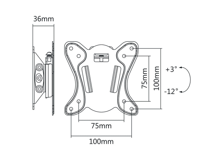 Support TV 13-27" Maclean MC-715 noir 25kg max vesa 100x100