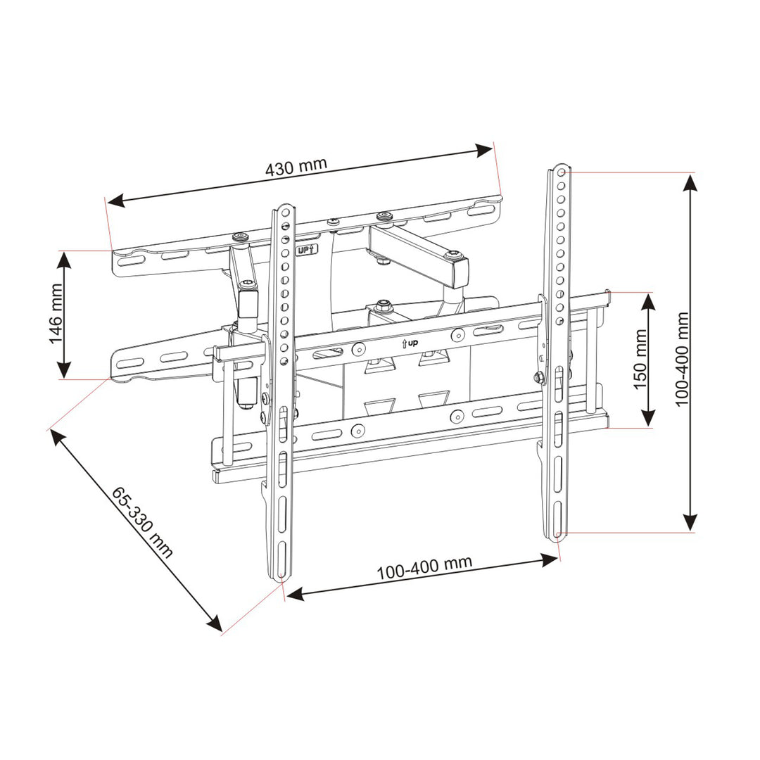 LCD/LED 23-60" 45kg ADUX150 ART LCD/LED beugel met verticale en horizontale verstelling