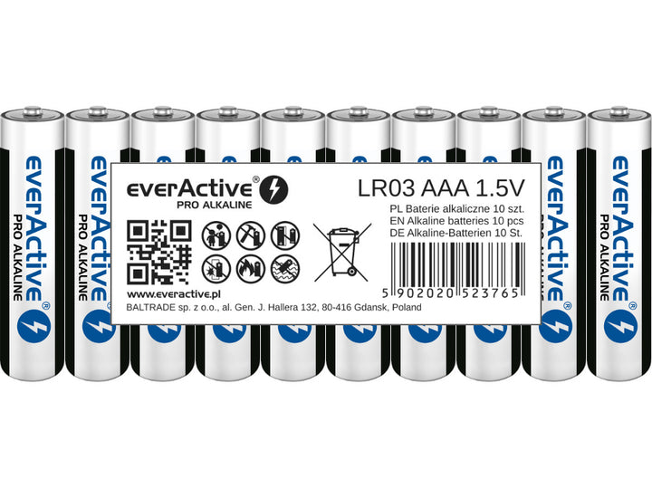 Alkalische batterijen everActive LR03 AAA Set van 10 batterijen