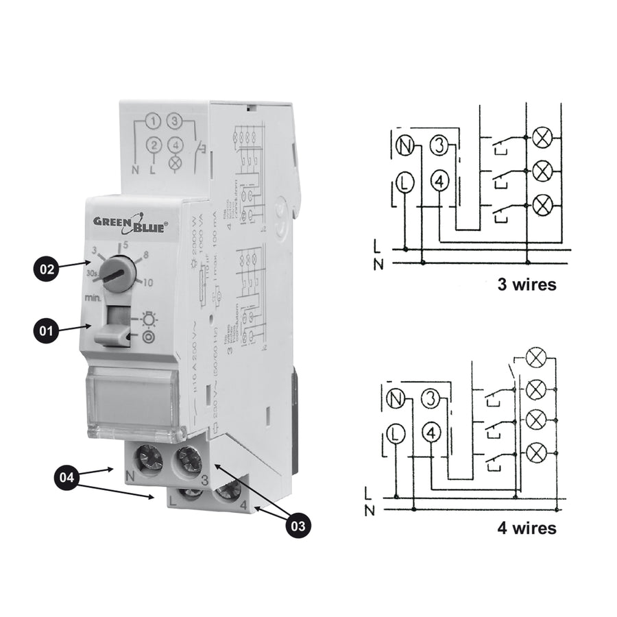 Trappenhuisverlichting Tijdschakelaar Programmeerbare din-rail mechanische  GreenBlue GB114