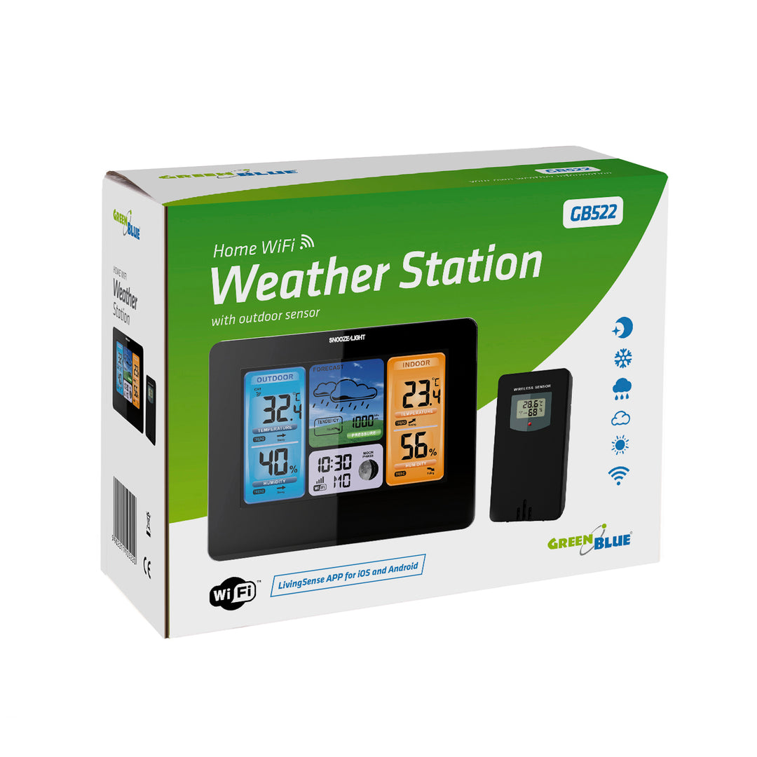 Station météo sans fil Capteur externe avec écran LCD GreenBlue GB522