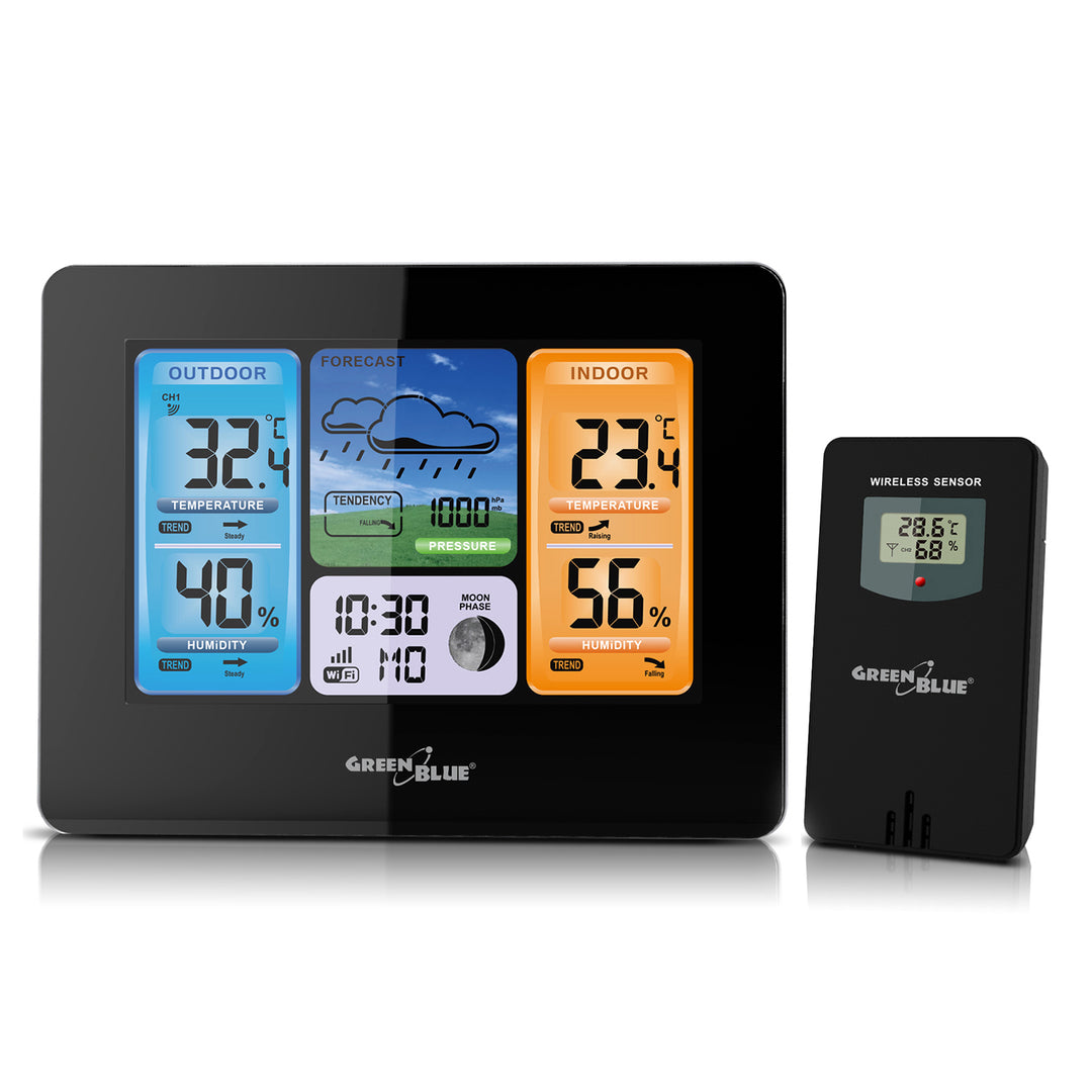 Draadloos weerstation met buitensensor, multifunctioneel weerstation, digitale thermometer, hygrometer, voor binnen en buiten, kamerthermometer, hydrometer voor thuis en kantoor met weersvoorspelling Draadloos weerstation met buitensensor, multifunctioneel weerstation, digitale thermometer, hygrometer, voor binnen en buiten, kamerthermometer, hydrometer voor thuis en kantoor met weersvoorspelling