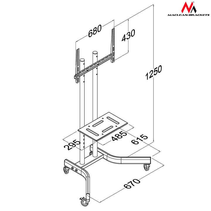 Professionele TV houder / standaard  op wielen tv-tafel 32 "- 65" max 40 kg Maclean MC-739