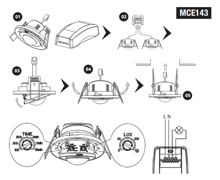 Maclean Energy MCE143 Capteur de mouvement infrarouge double plafond (intégré)