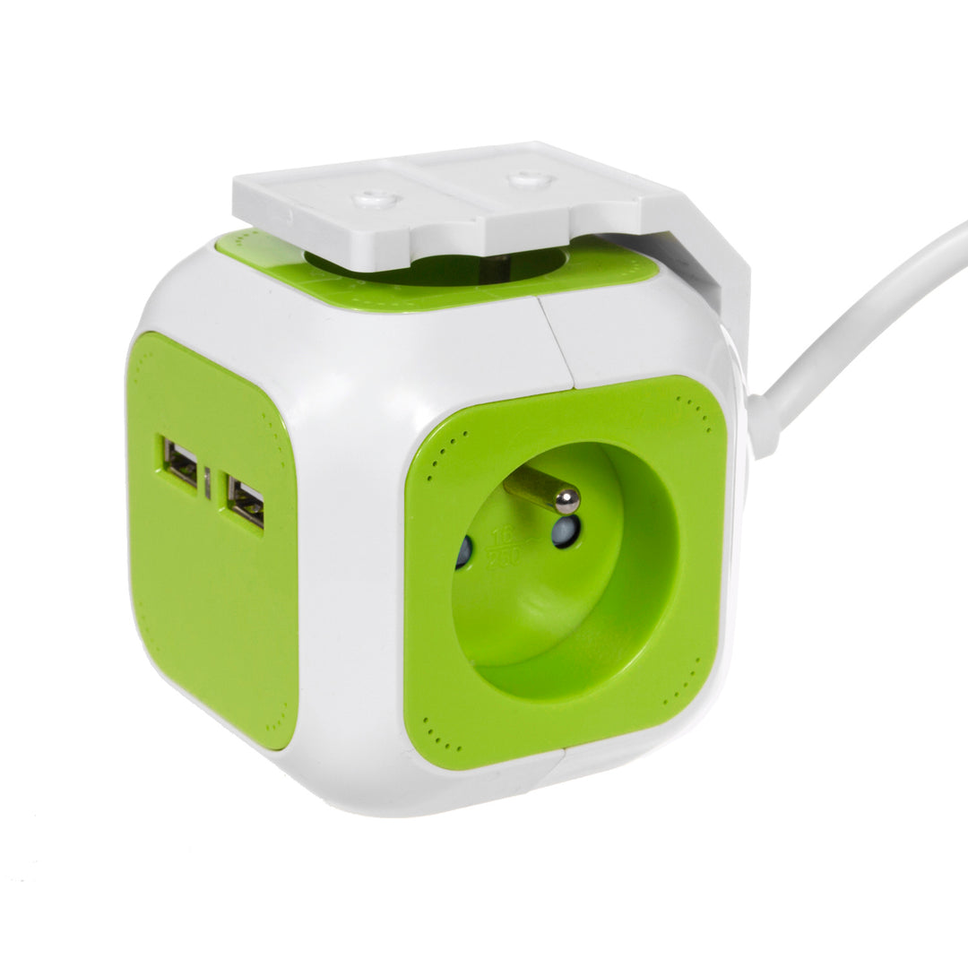 GreenBlue MagicCube 4x prises 2x connexion USB 1,4m avec broche terre (BE)