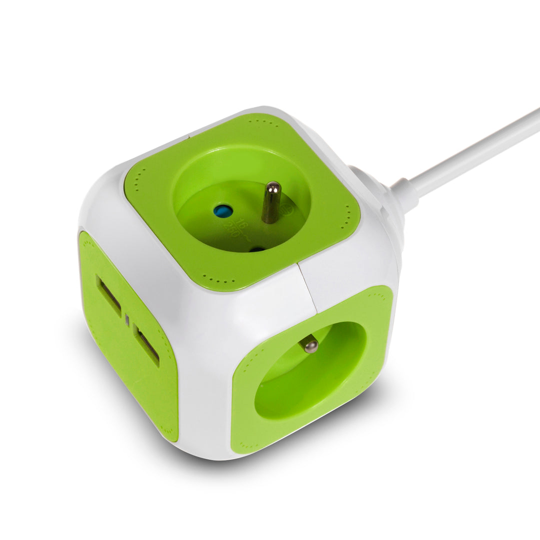 GreenBlue MagicCube 4x stopcontacten  2x USB-aansluiting 1.4m met penaarde (BE)