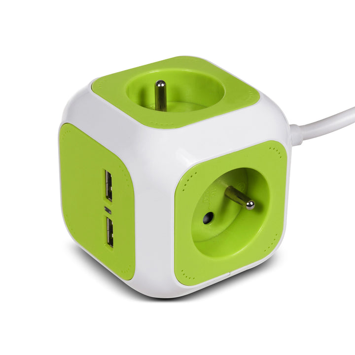 GreenBlue MagicCube 4x stopcontacten  2x USB-aansluiting 1.4m met penaarde (BE)