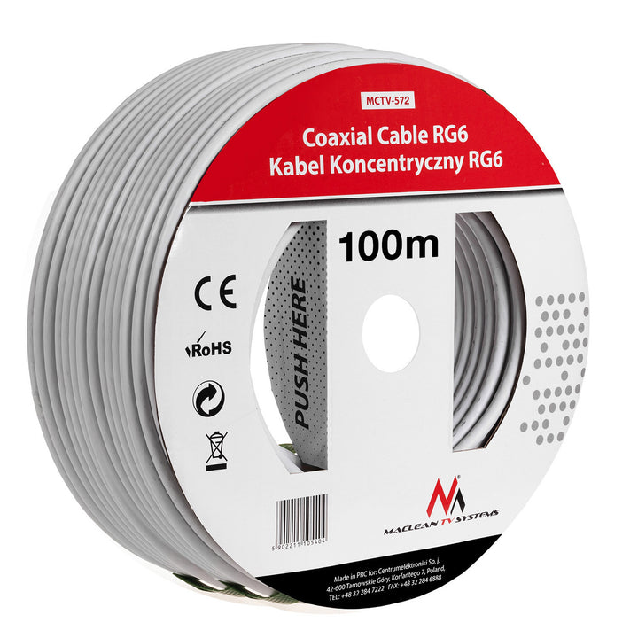 Coaxiale kabel RG6 antennesatelliet 1.0CCS Maclean MCTV 100M-572