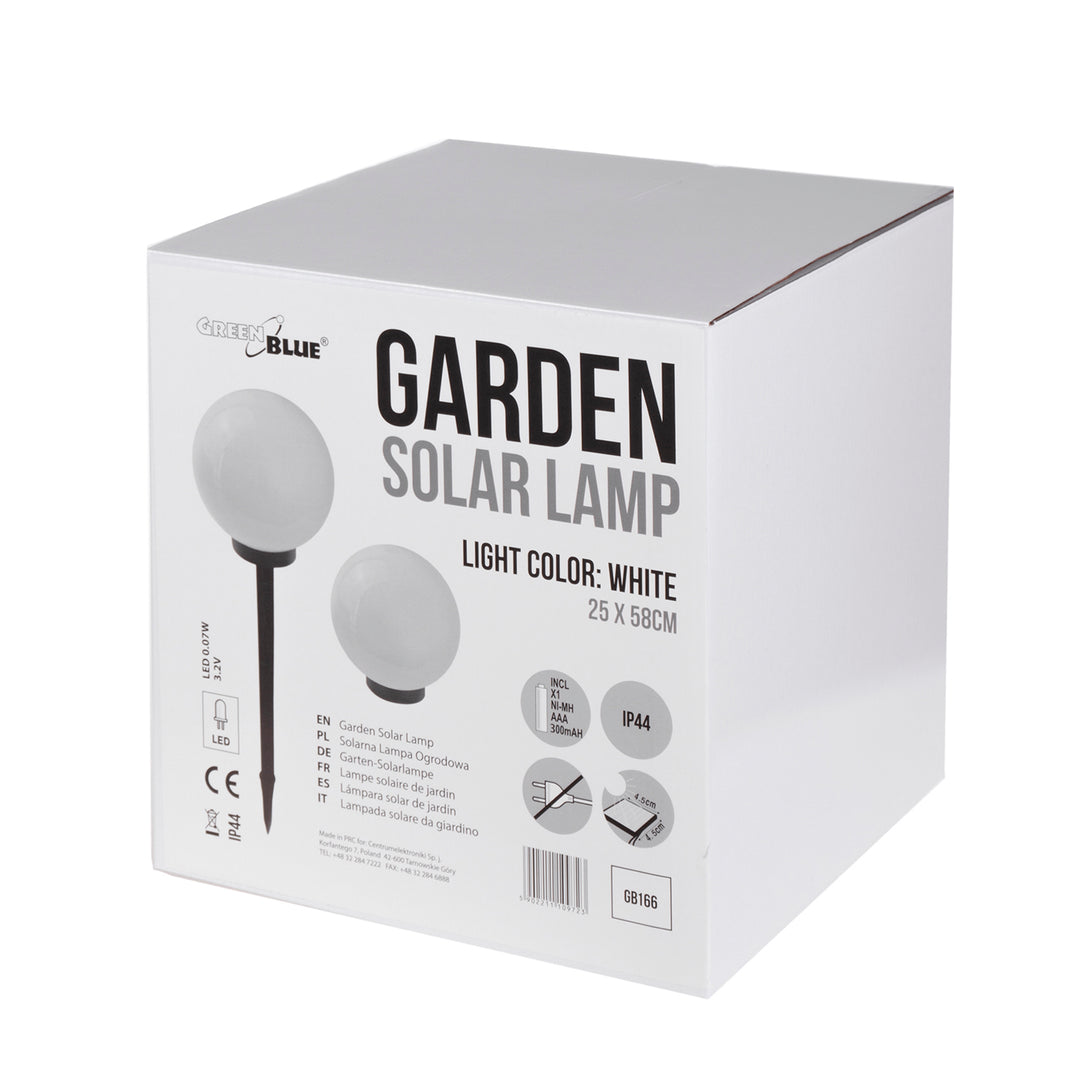 Solar LED tuinlamp Grote bol GB166 25x25x58cm, wit
