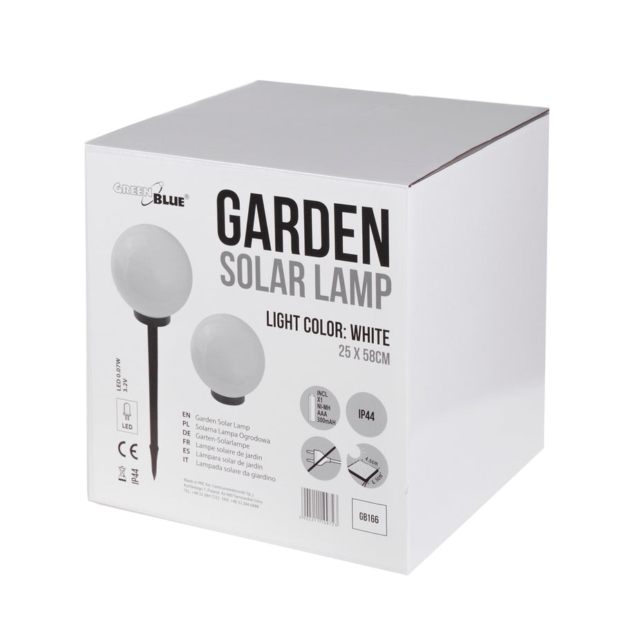 Solar LED tuinlamp Grote bol GB166 25x25x58cm, wit