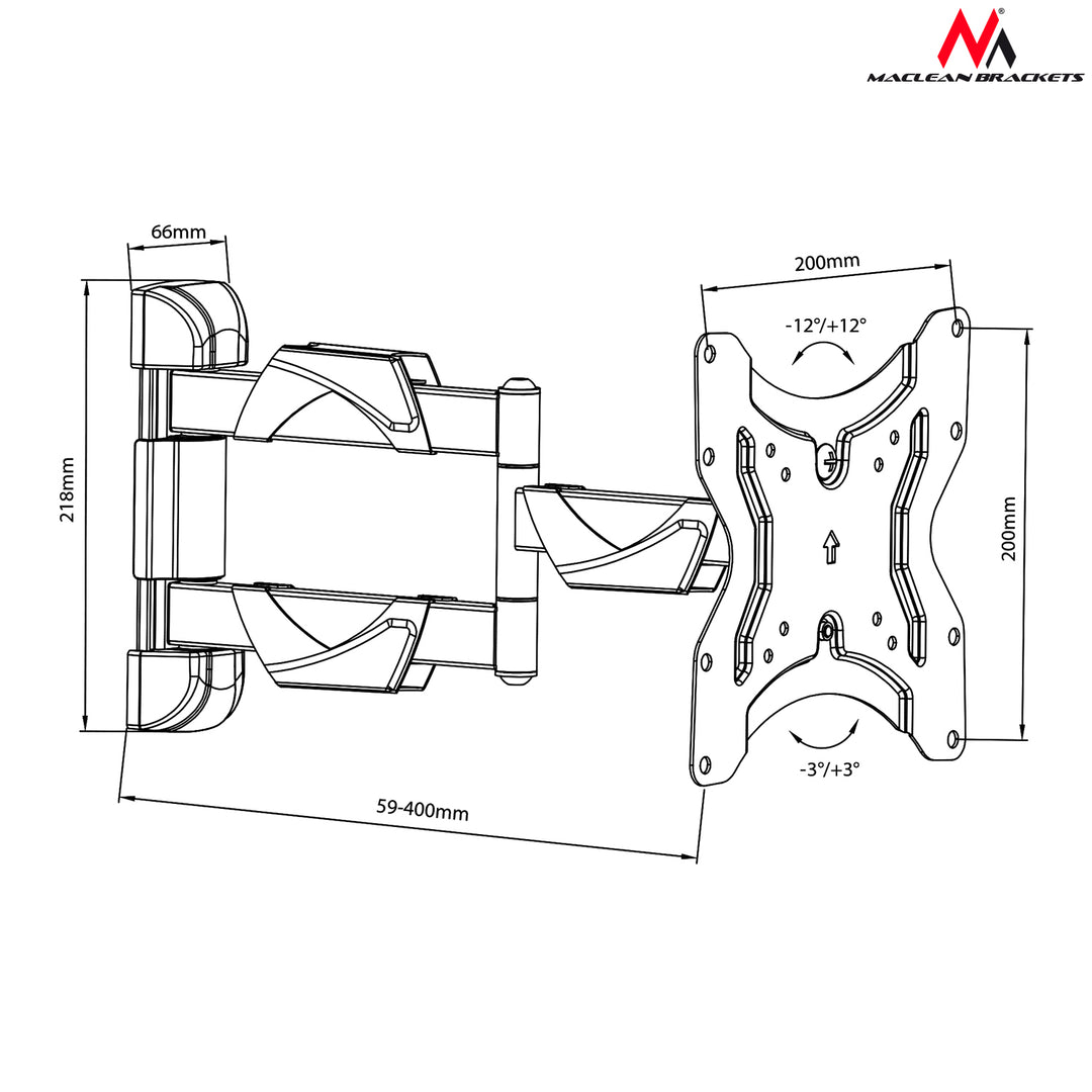 Support mural Support mural pour TV 13-42" LCD LED TV 25 kg MC-742, Maclean