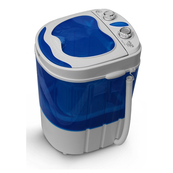 ADLER AD8051 Draagbare, toeristische wasmachine met een capaciteit van 3 kg, wit/blauw [Energieklasse A++]