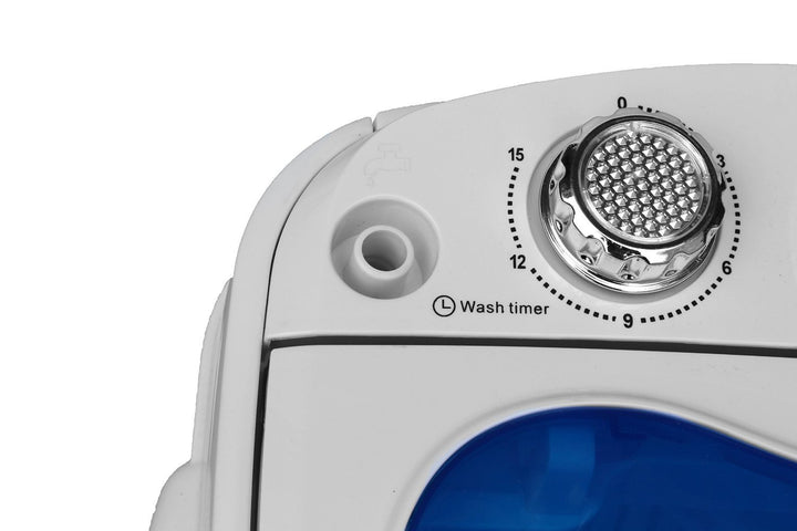 ADLER AD8051 Draagbare, toeristische wasmachine met een capaciteit van 3 kg, wit/blauw [Energieklasse A++]